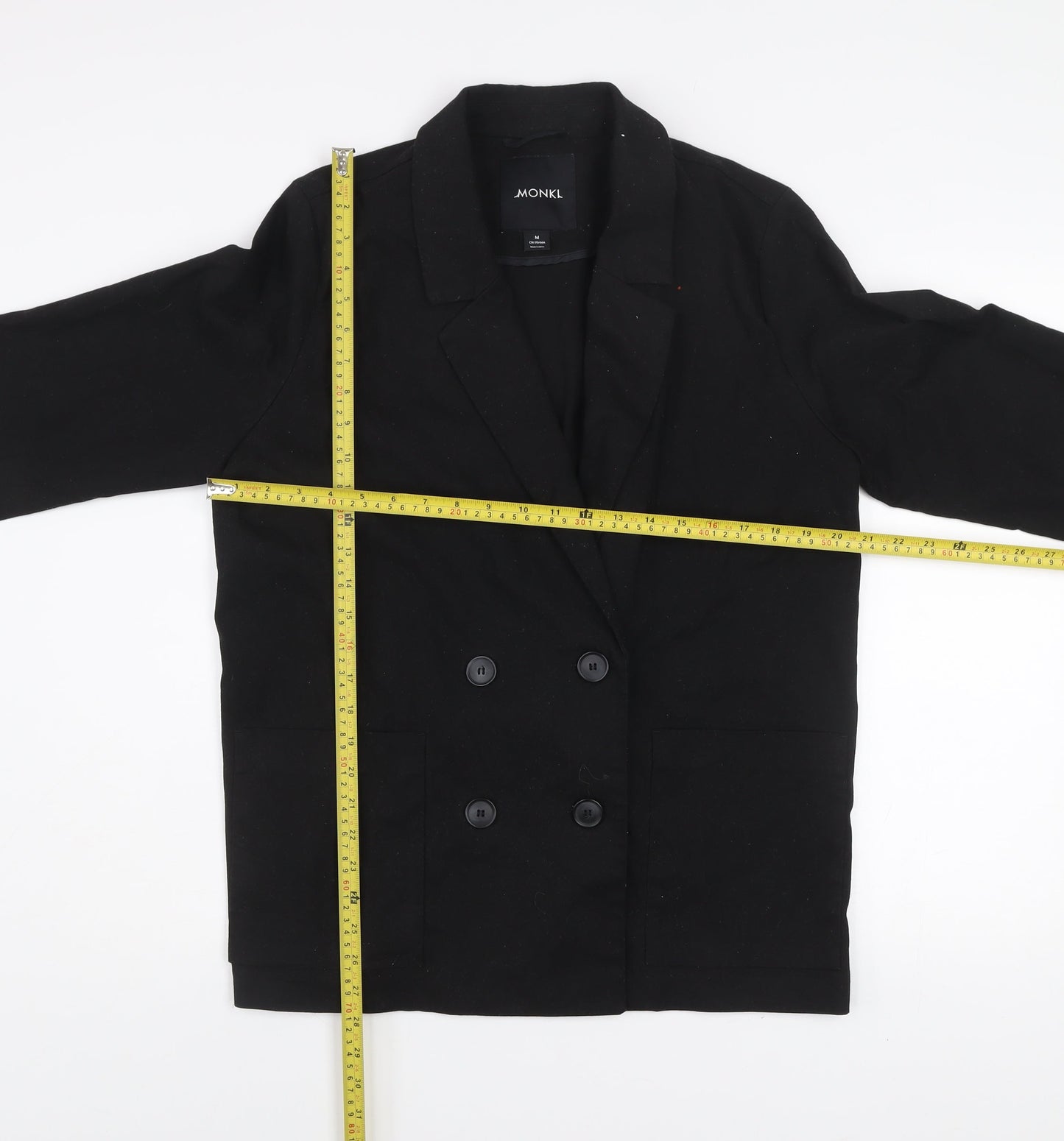 Monki Unisex Black Cotton Blazer Jacket Medium Classic Fit