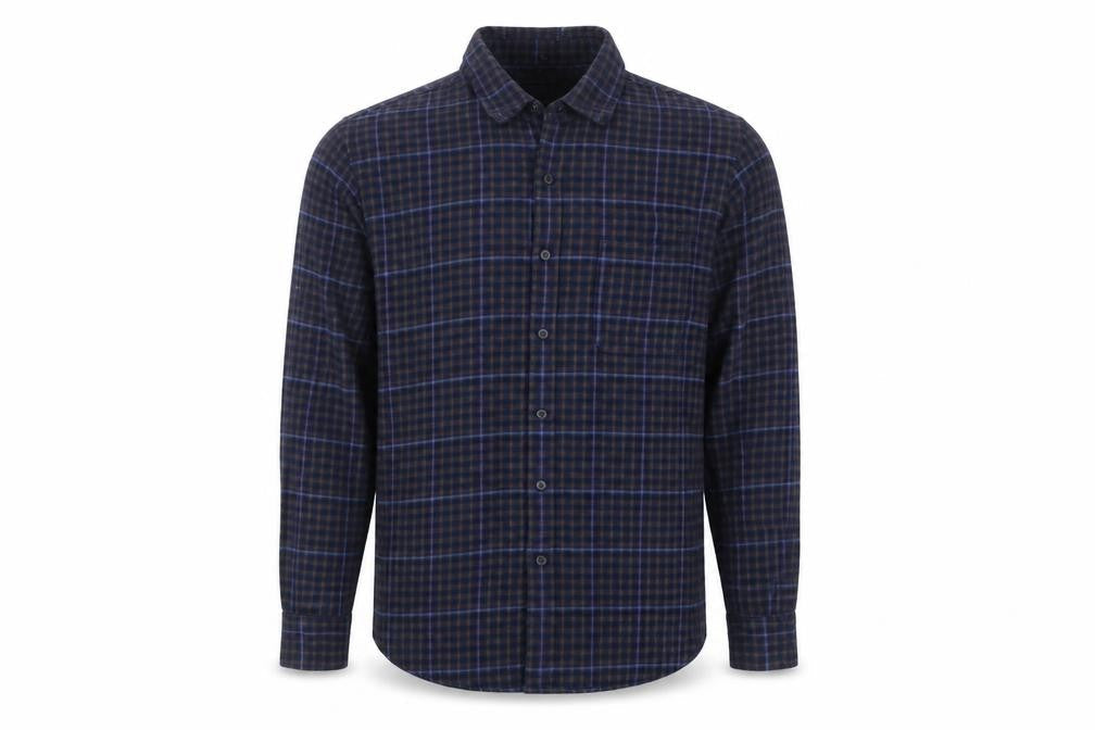 GU Men's Blue Checked Flannel Cotton Button-Up Shirt Size S