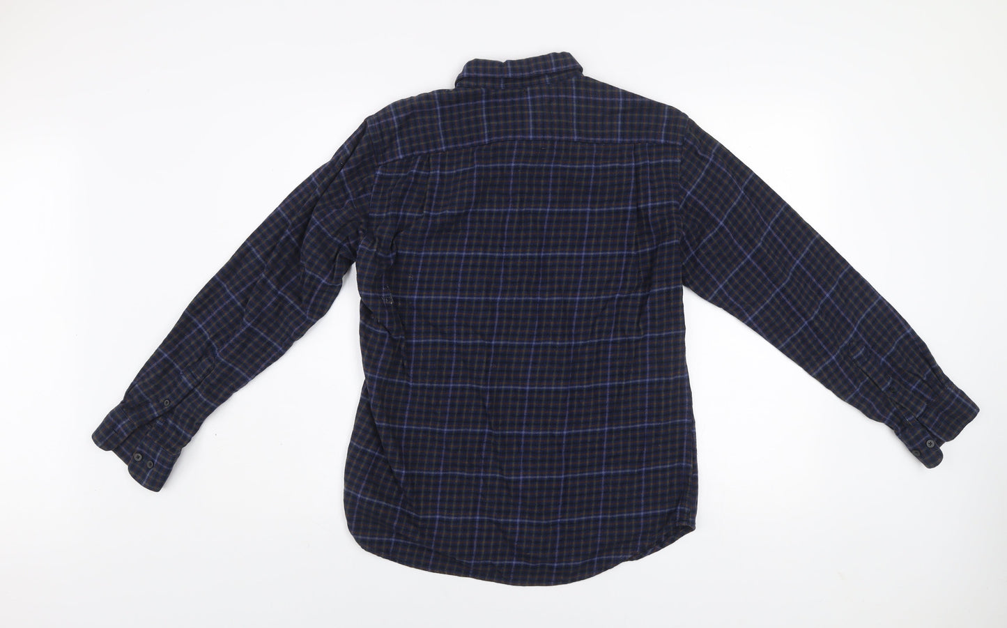 GU Men's Blue Checked Flannel Cotton Button-Up Shirt Size S