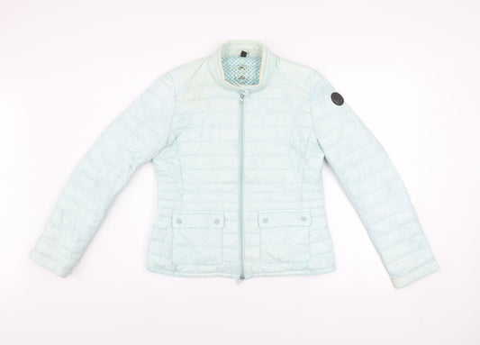 Ganesh Womens Blue Quilted Puffer Jacket Size 10 Lightweight