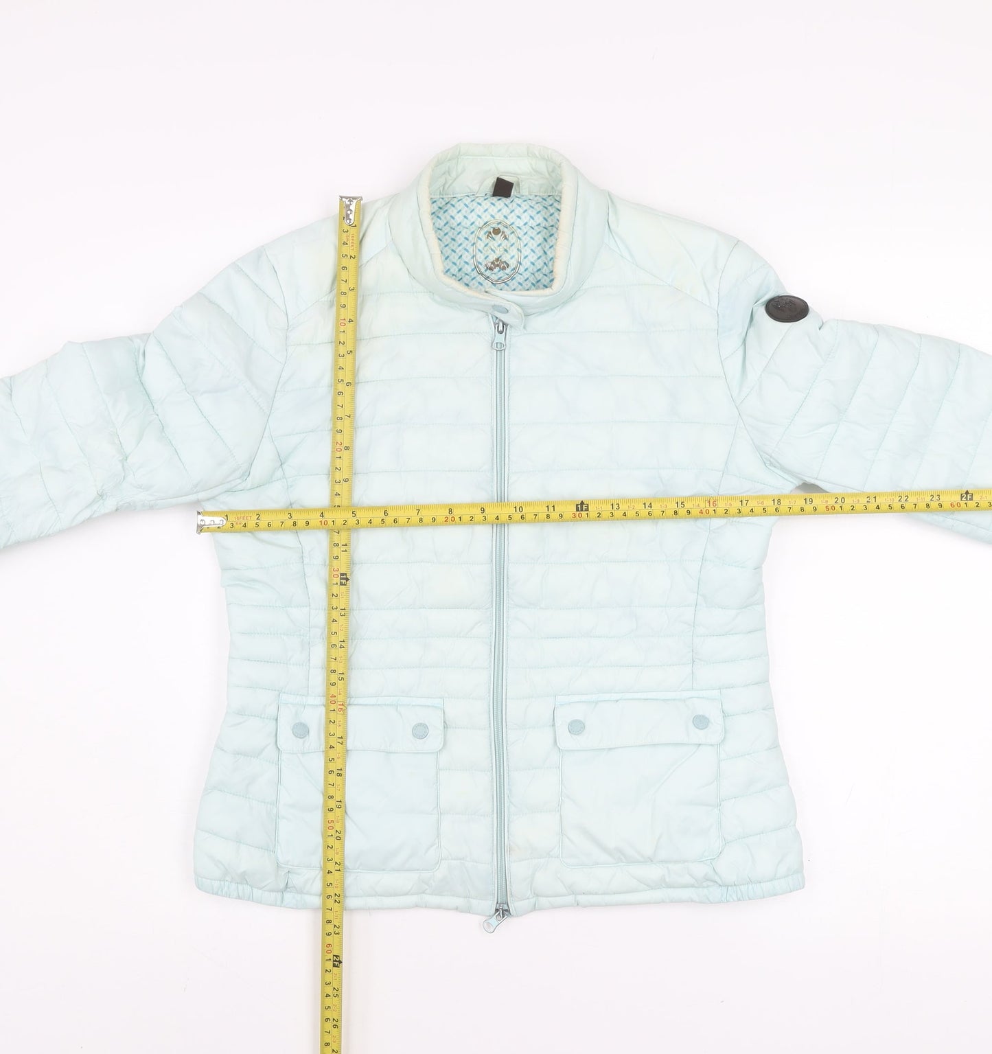 Ganesh Womens Blue Quilted Puffer Jacket Size 10 Lightweight
