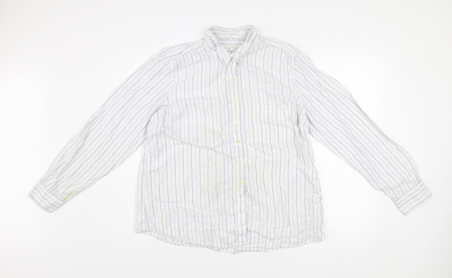 Gap Men's White Striped XL Relaxed Fit Button-Up Cotton Shirt