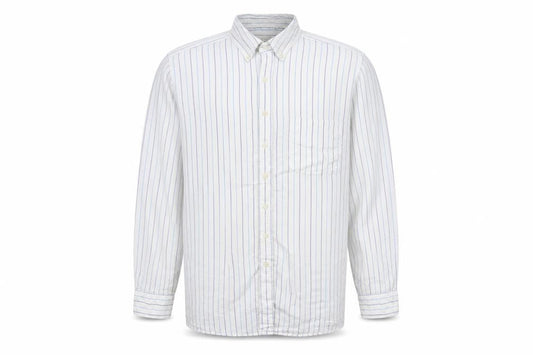 Gap Men's White Striped XL Relaxed Fit Button-Up Cotton Shirt