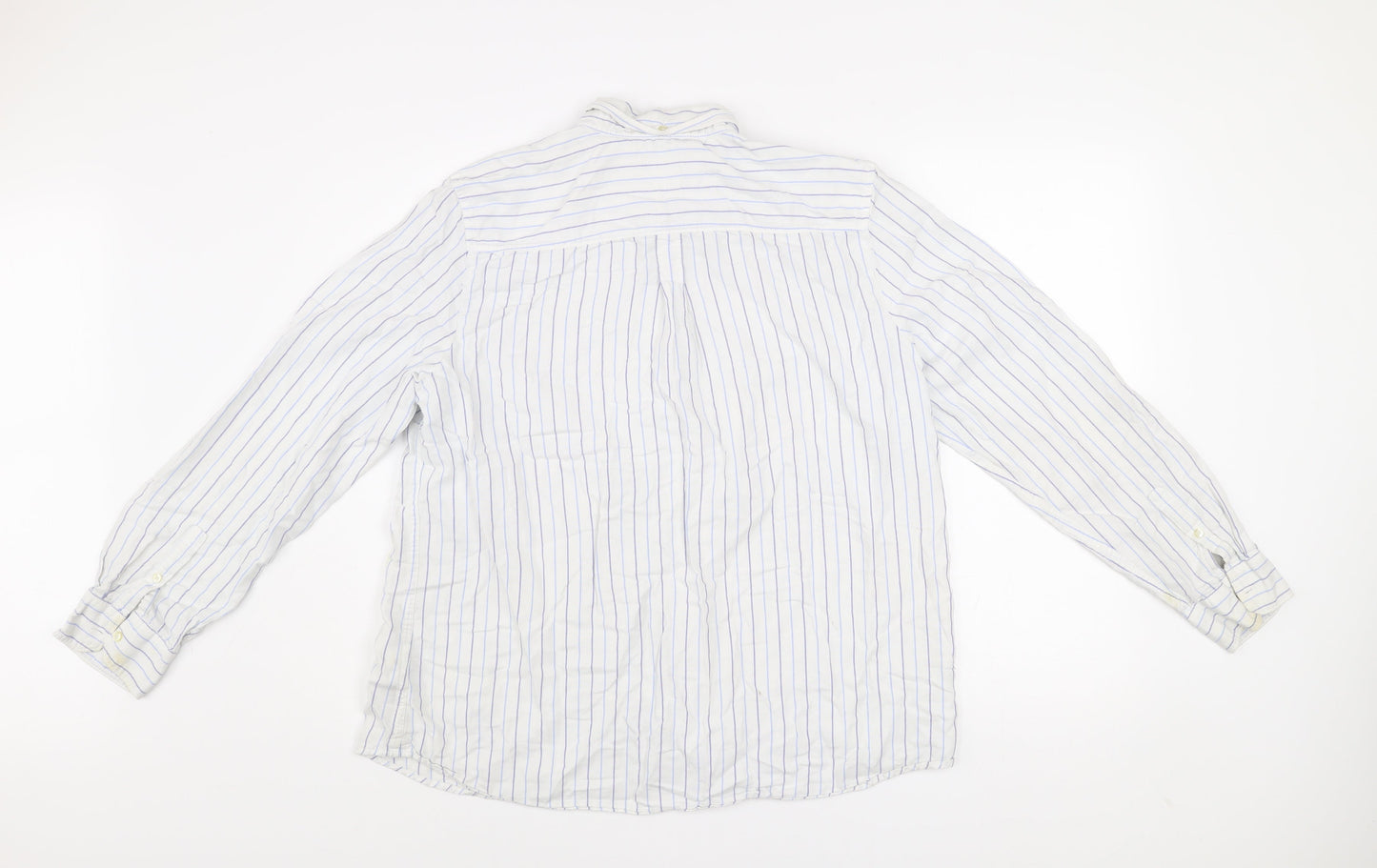 Gap Men's White Striped XL Relaxed Fit Button-Up Cotton Shirt
