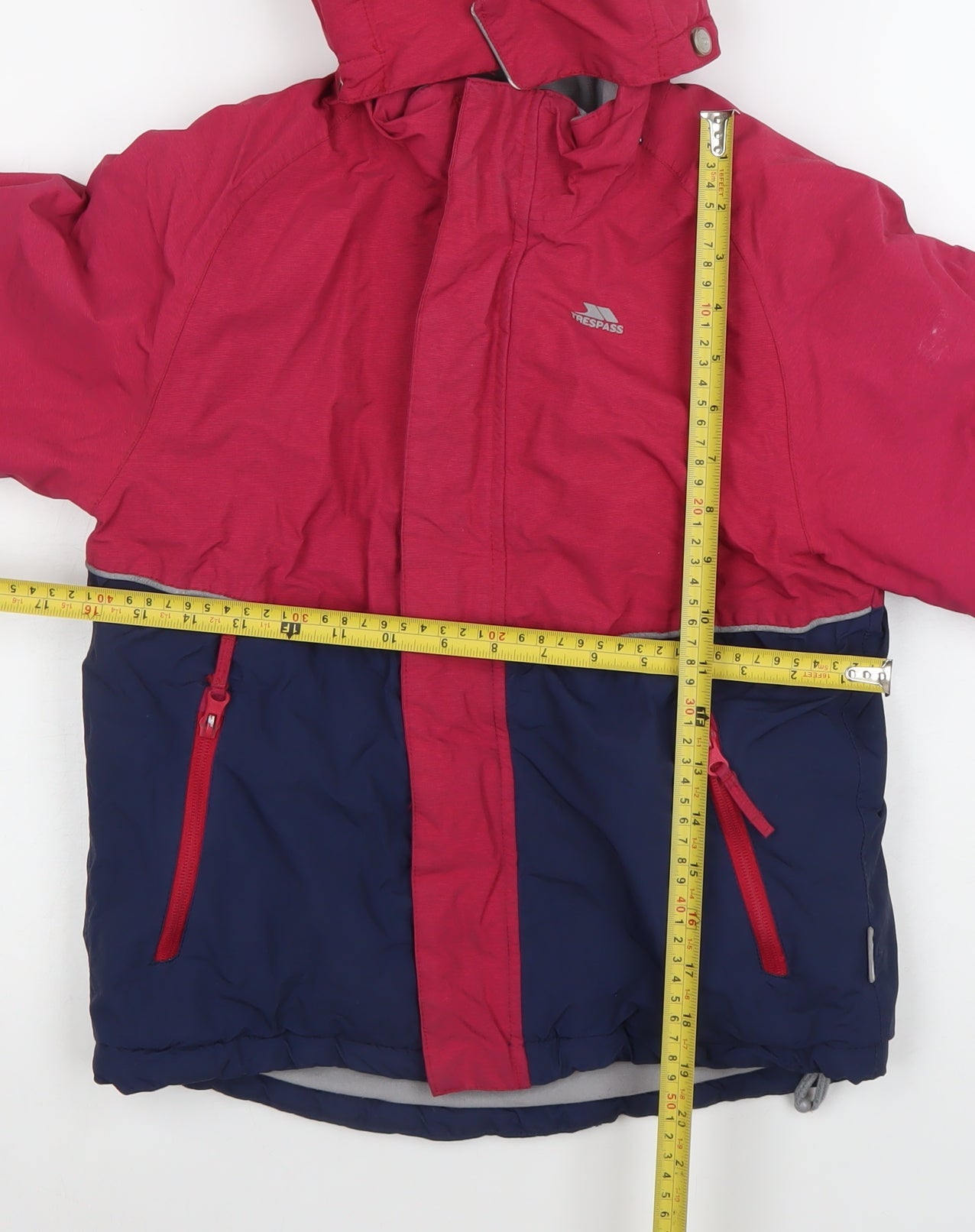 Trespass Boys Red & Blue Waterproof Hooded Puffer Jacket 9-10 Years