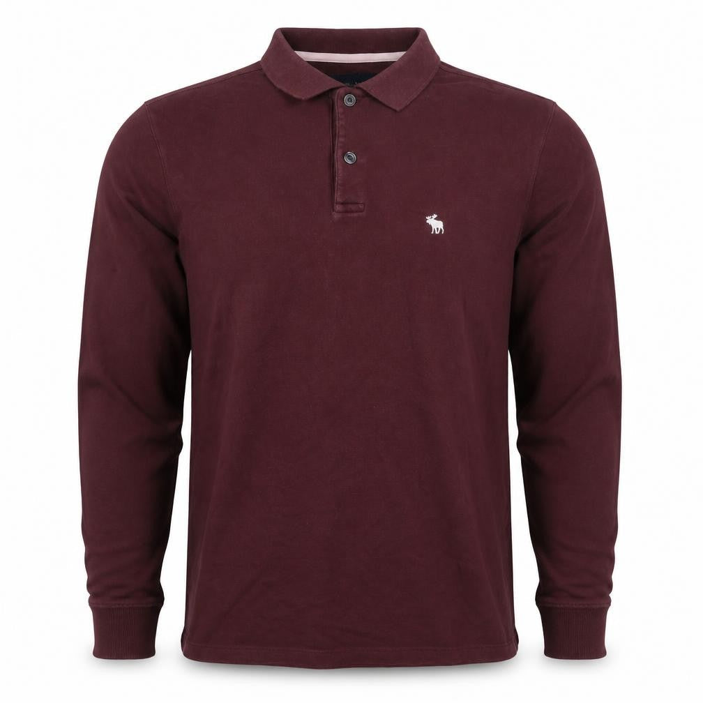 Abercrombie & Fitch Men's Brown Long Sleeve Stretch Polo Shirt Size L