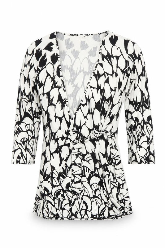 Marks and Spencer Womens Black Floral Wrap Jersey Blouse Size 10