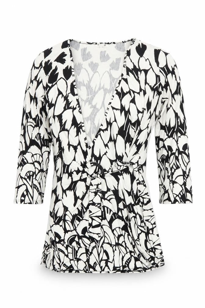 Marks & Spencer Womens Black Floral Wrap Jersey Blouse Size 10