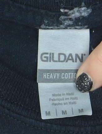 Gildan Men’s Black Heavy Cotton Band Graphic Rock T-Shirt Size M