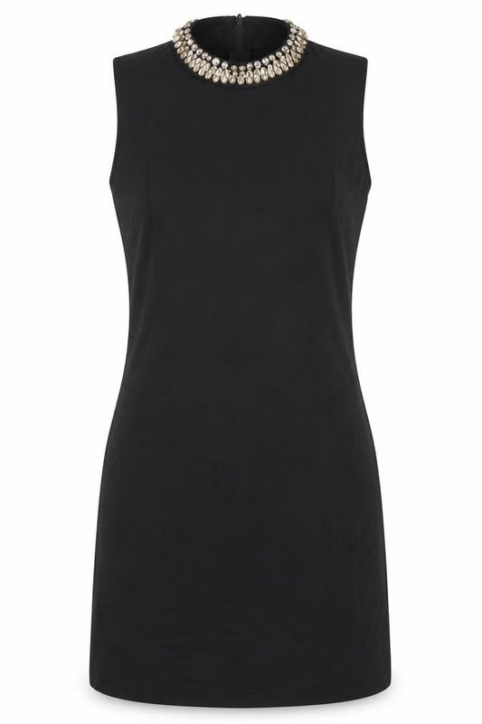 H&M Women’s Black Beaded Sheath Dress Size 8 Sleeveless Party Wear