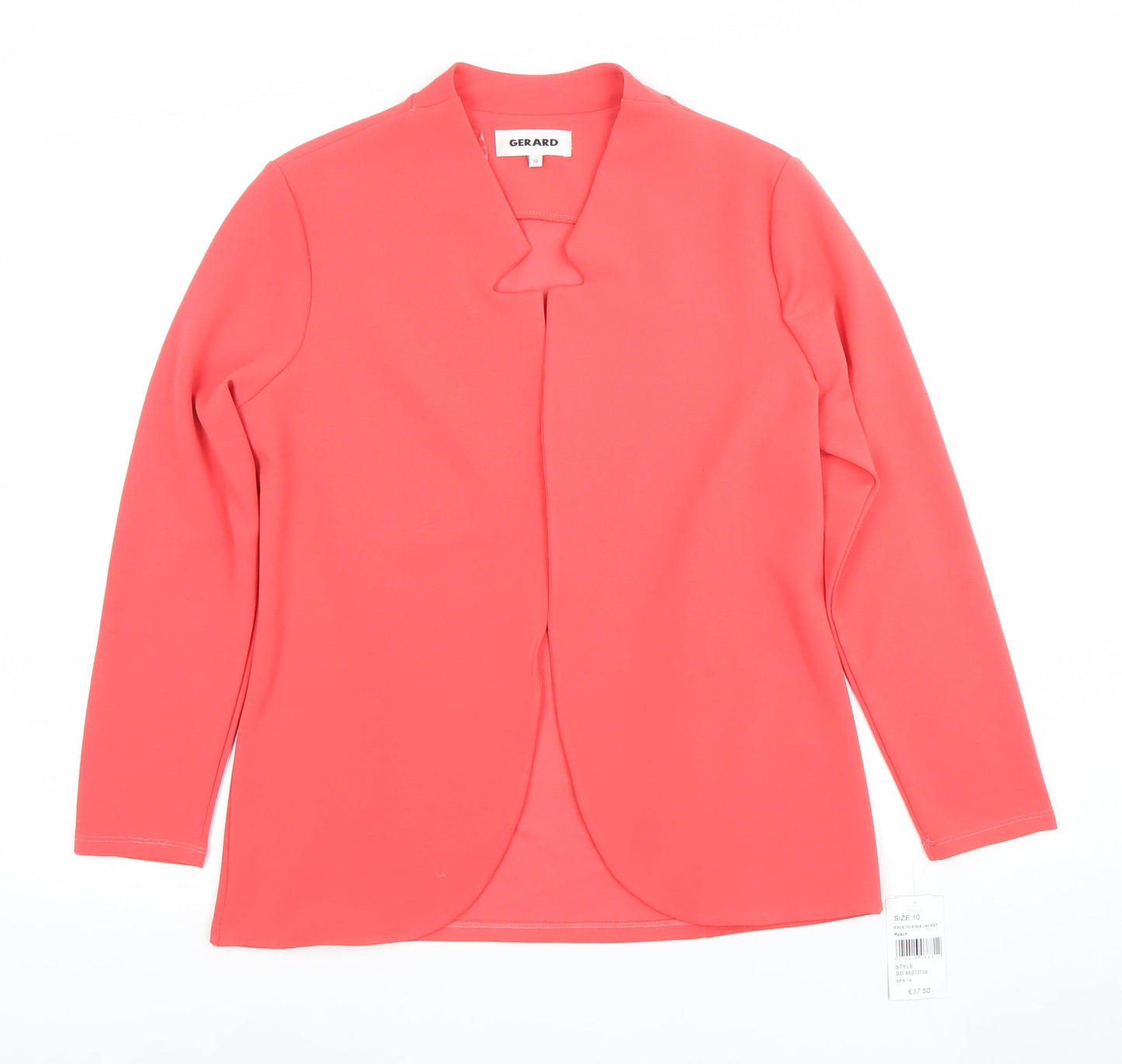 Gerard Women Coral Pink Long Sleeve Suit Jacket Size 10 Polyester Blend