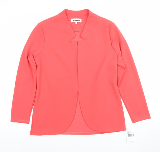 Gerard Women Coral Pink Long Sleeve Suit Jacket Size 10 Polyester Blend