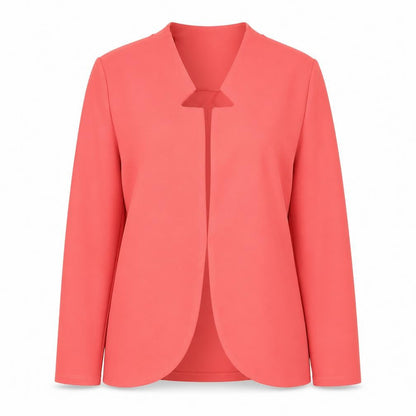 Front view of Gerard Women Coral Pink Long Sleeve Suit Jacket, size 10, Polyester Blend
