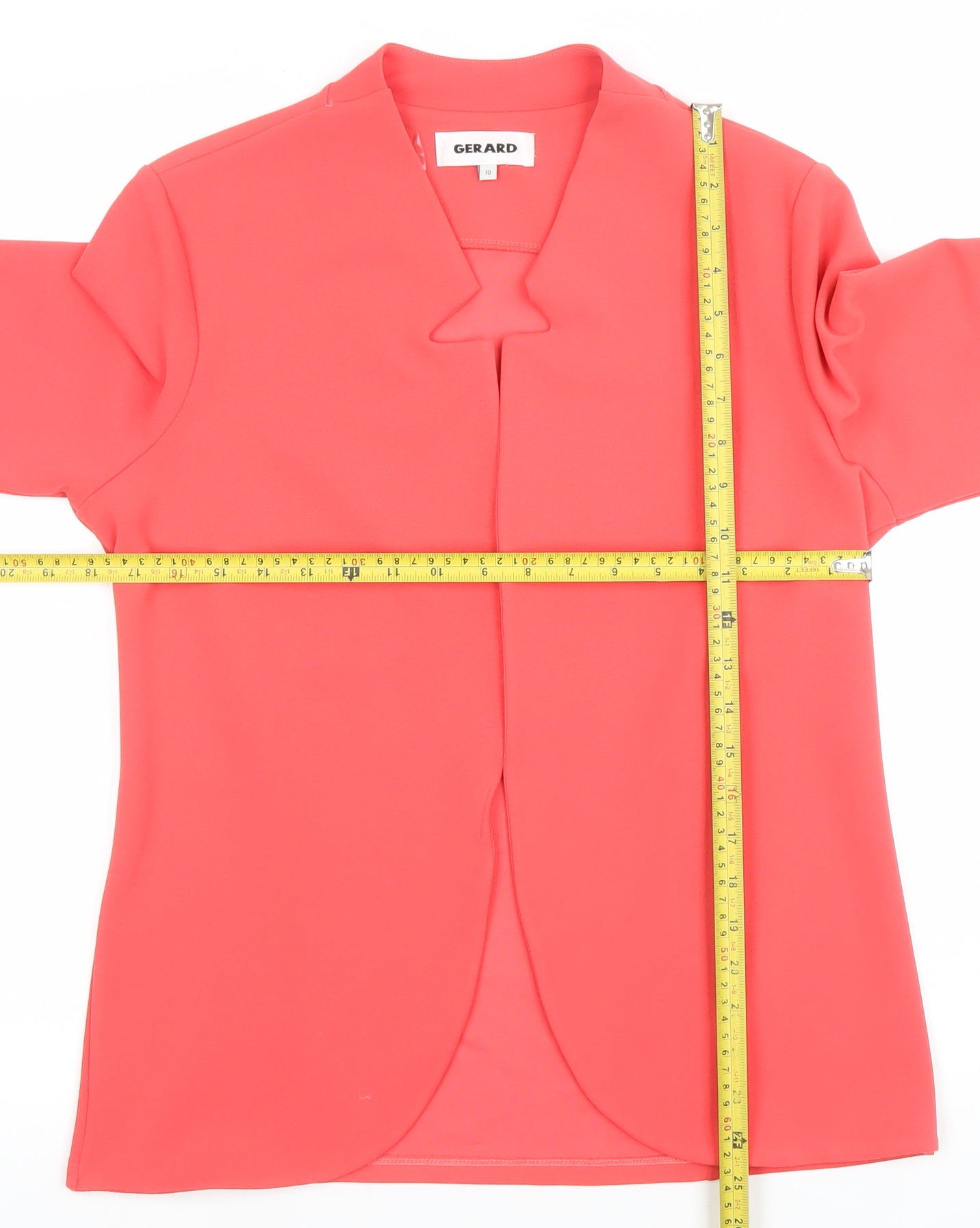 Gerard Women Coral Pink Long Sleeve Suit Jacket Size 10 Polyester Blend