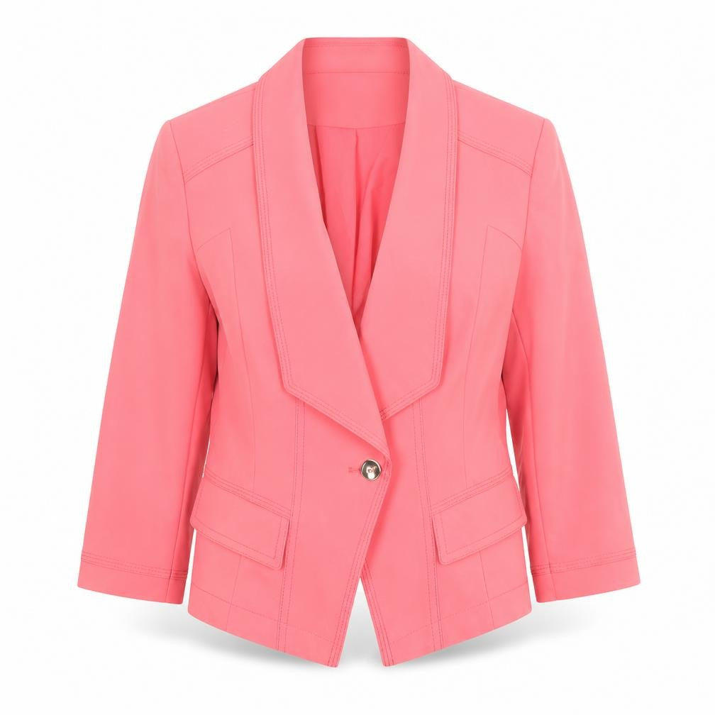 White House Black Market Women Pink Shawl Collar One-Button Blazer Size 6