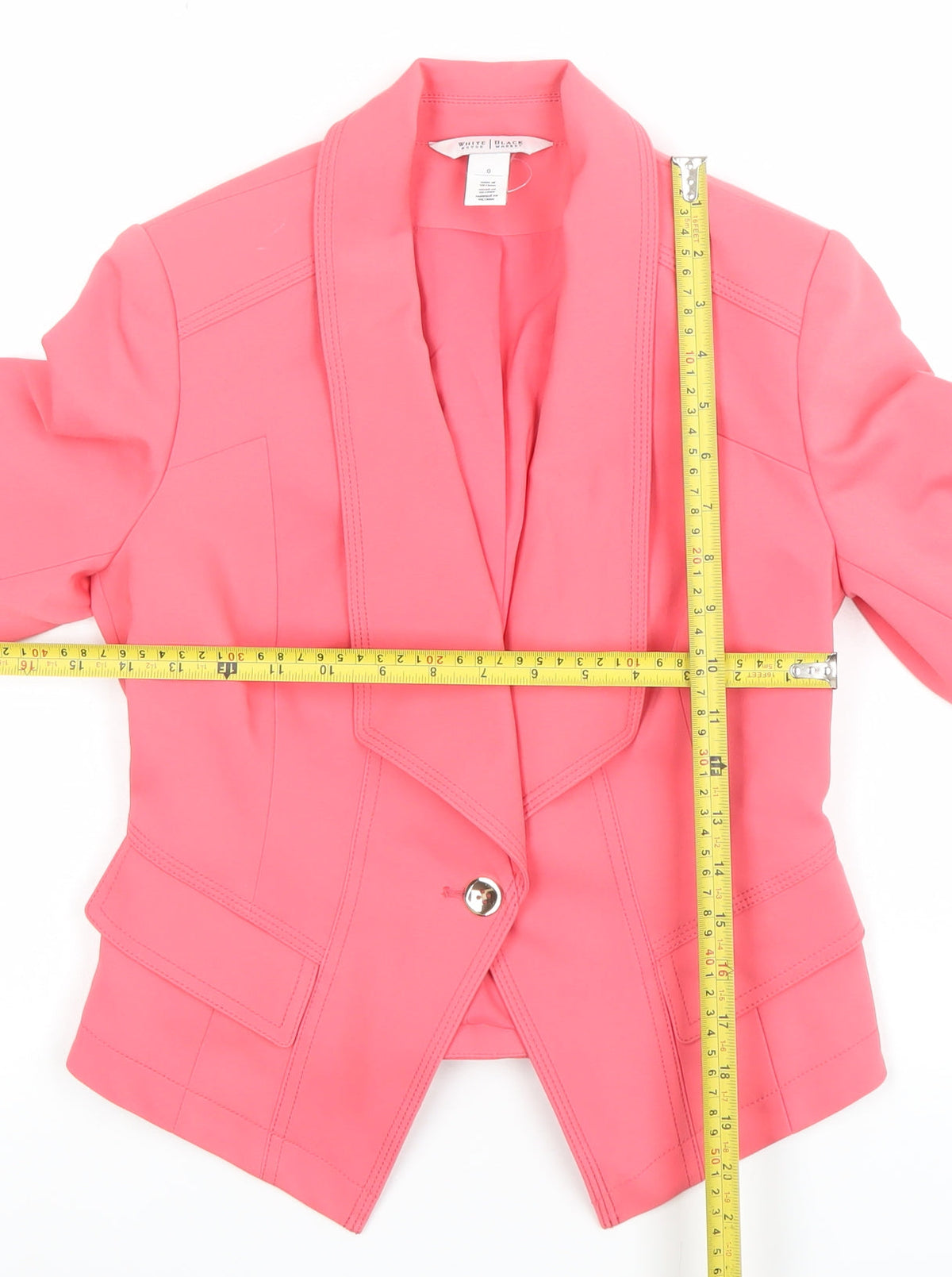 White House Black Market Women Pink Shawl Collar One-Button Blazer Size 6