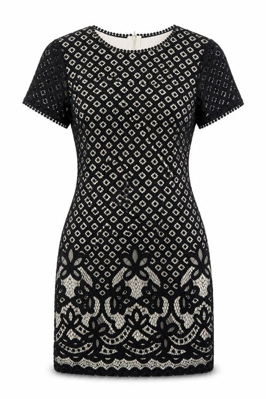 Dorothy Perkins Women’s Black Lace Bodycon Dress Size 10 Short Sleeve