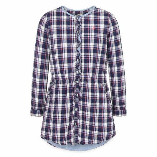 Original Penguin Girls Navy Check Shirt Dress 14-15 Years Cotton Long Sleeve