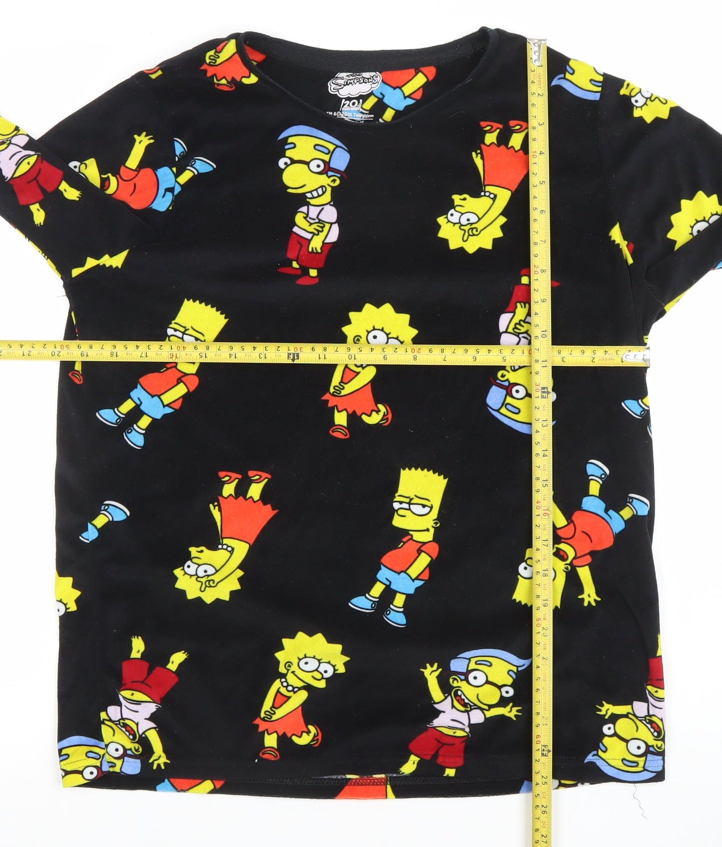 The Simpsons Black Long Sleeve Nightshirt Women M Cartoon Print