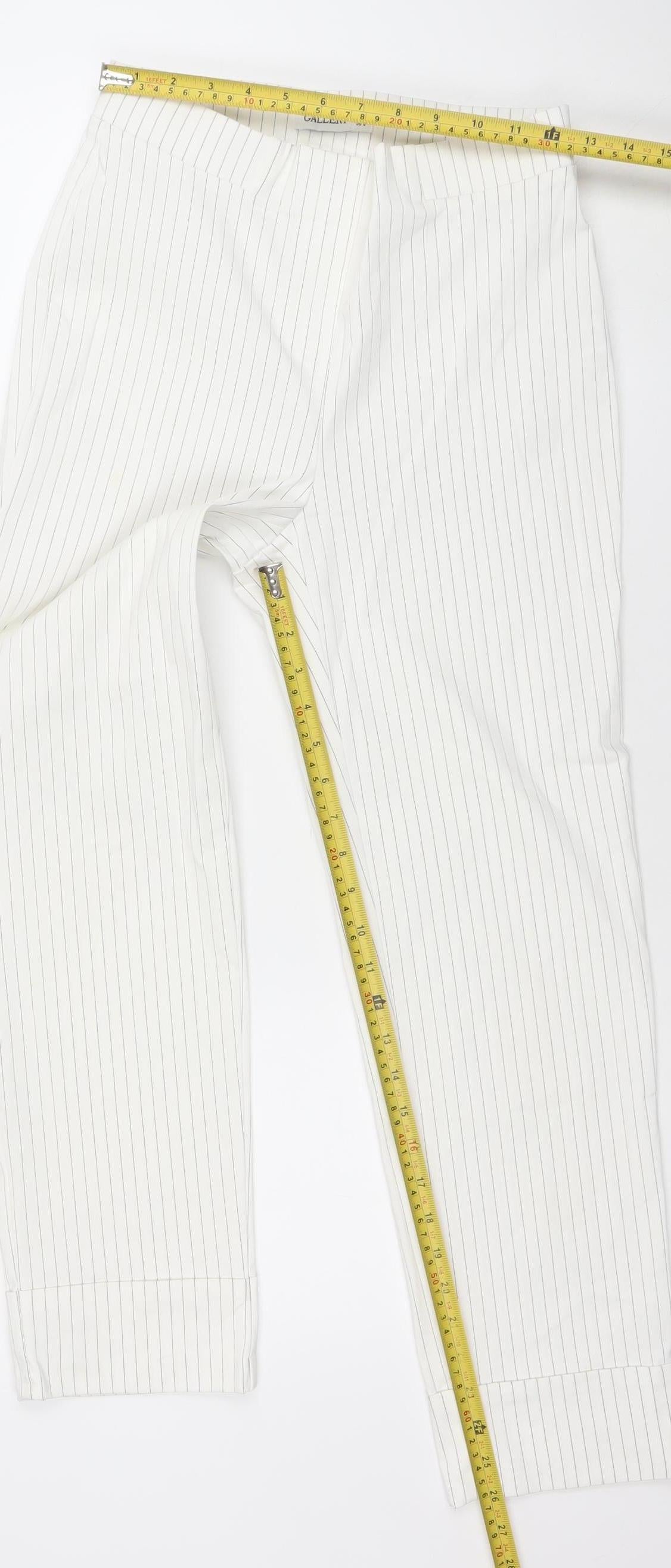 Gallery Women's White Pinstripe Viscose Blend Slim Trousers Size S UK 8
