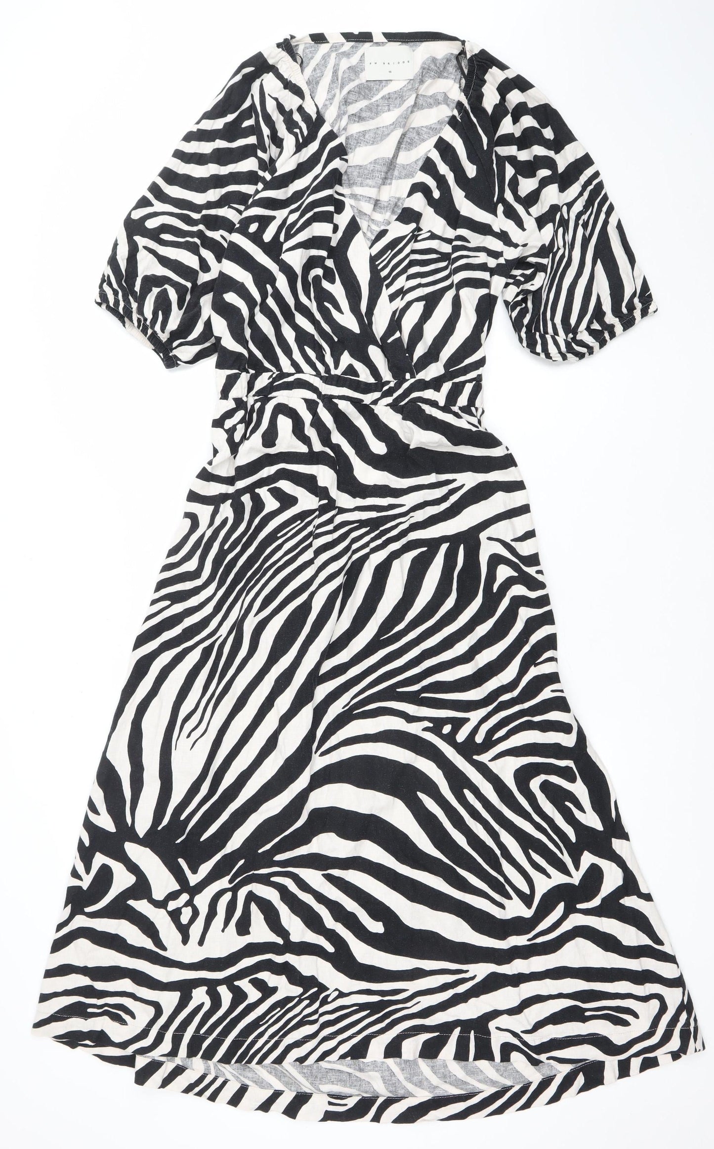 FW Bridge Women’s Black Zebra Print A-Line Dress Size 16