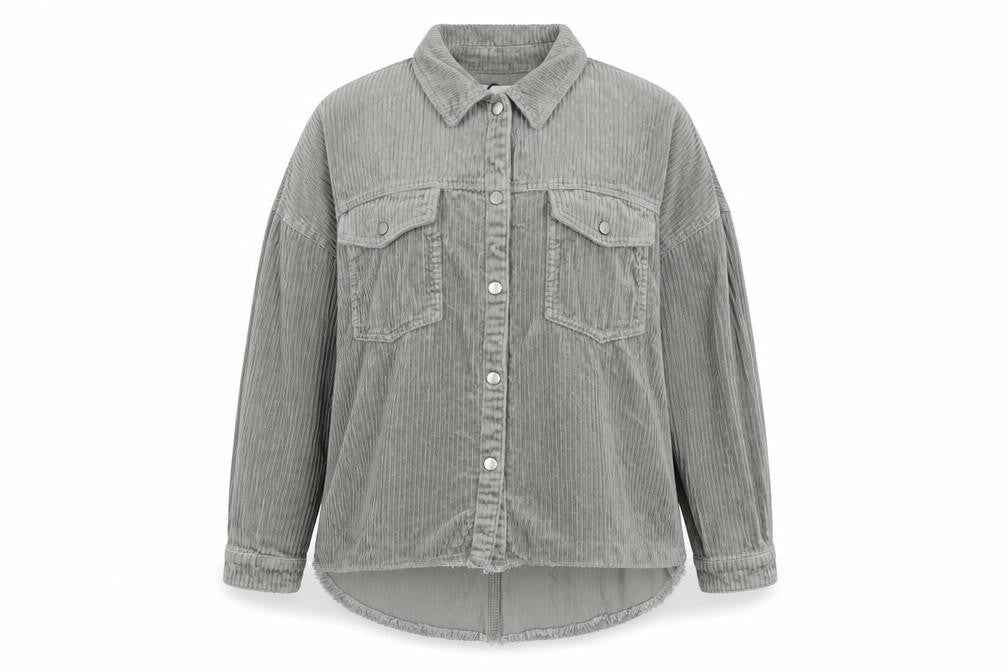 Zara Women Grey Corduroy Button Jacket Size 14 Relaxed Fit