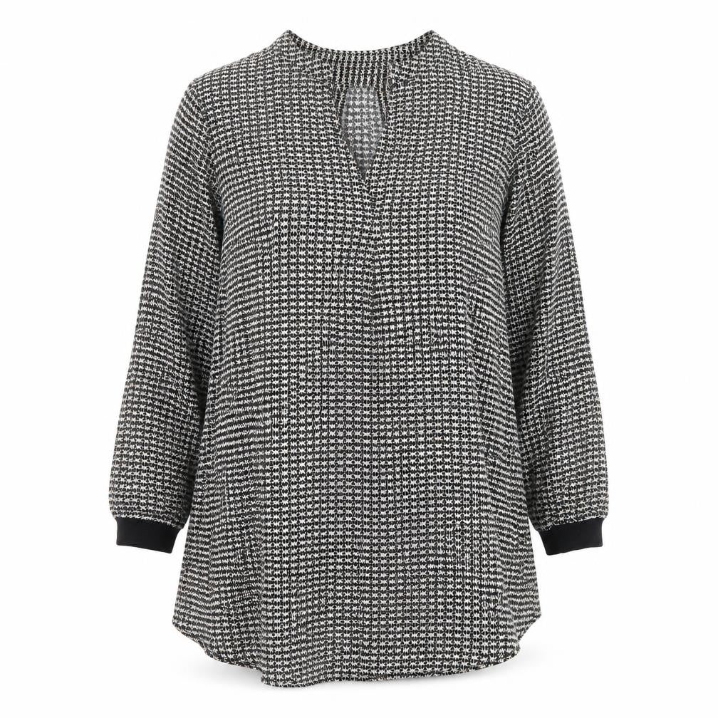 Part Two Women’s Black Geometric V-Neck Shirt Dress Size 14