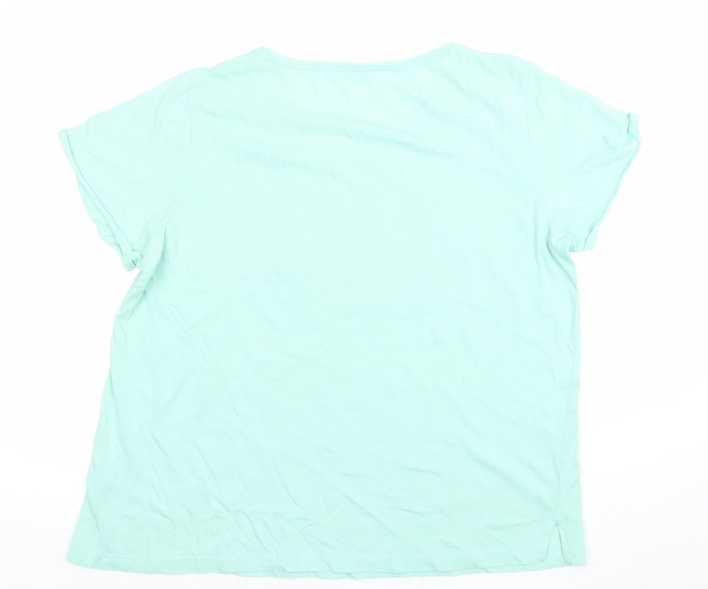 TEX Womens Mint Green Graphic T-Shirt XXL Cotton Casual Top