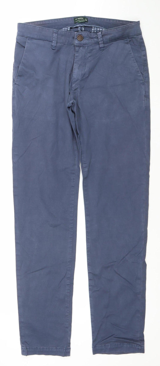 6th Sense Men's Blue Kansas Chino Trousers Size 34/34 Regular Fit