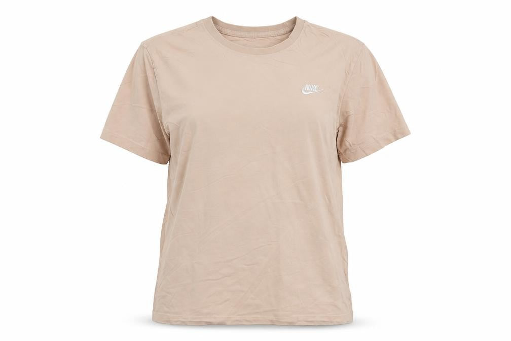 Nike Women Beige Basic T-Shirt Medium Short Sleeve Cotton
