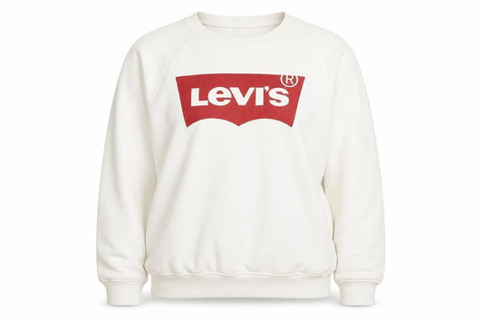 Levi's Women's White Logo Crew Neck Cotton Sweatshirt Size M