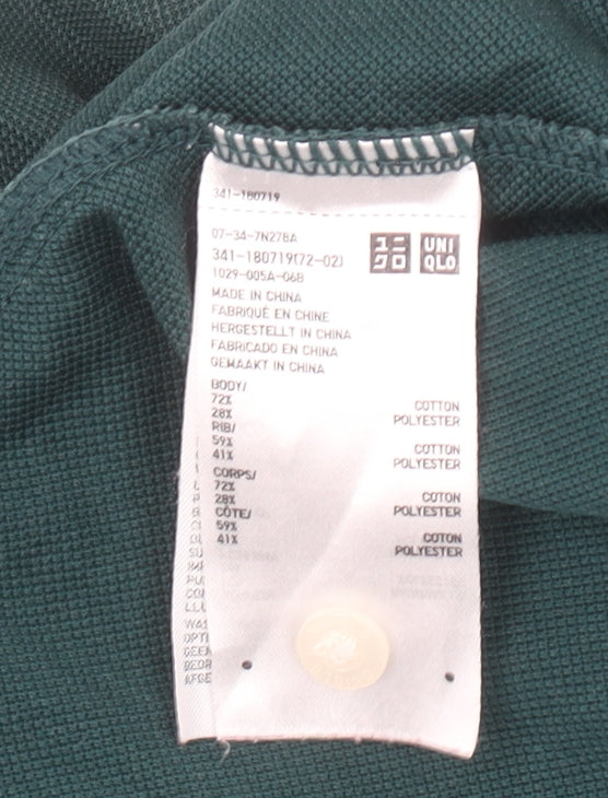Uniqlo Men's Green Cotton Blend Short Sleeve Polo Shirt Size S