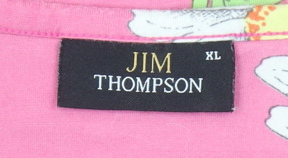 Jim Thompson Women’s Pink Floral Cotton T-Shirt XL
