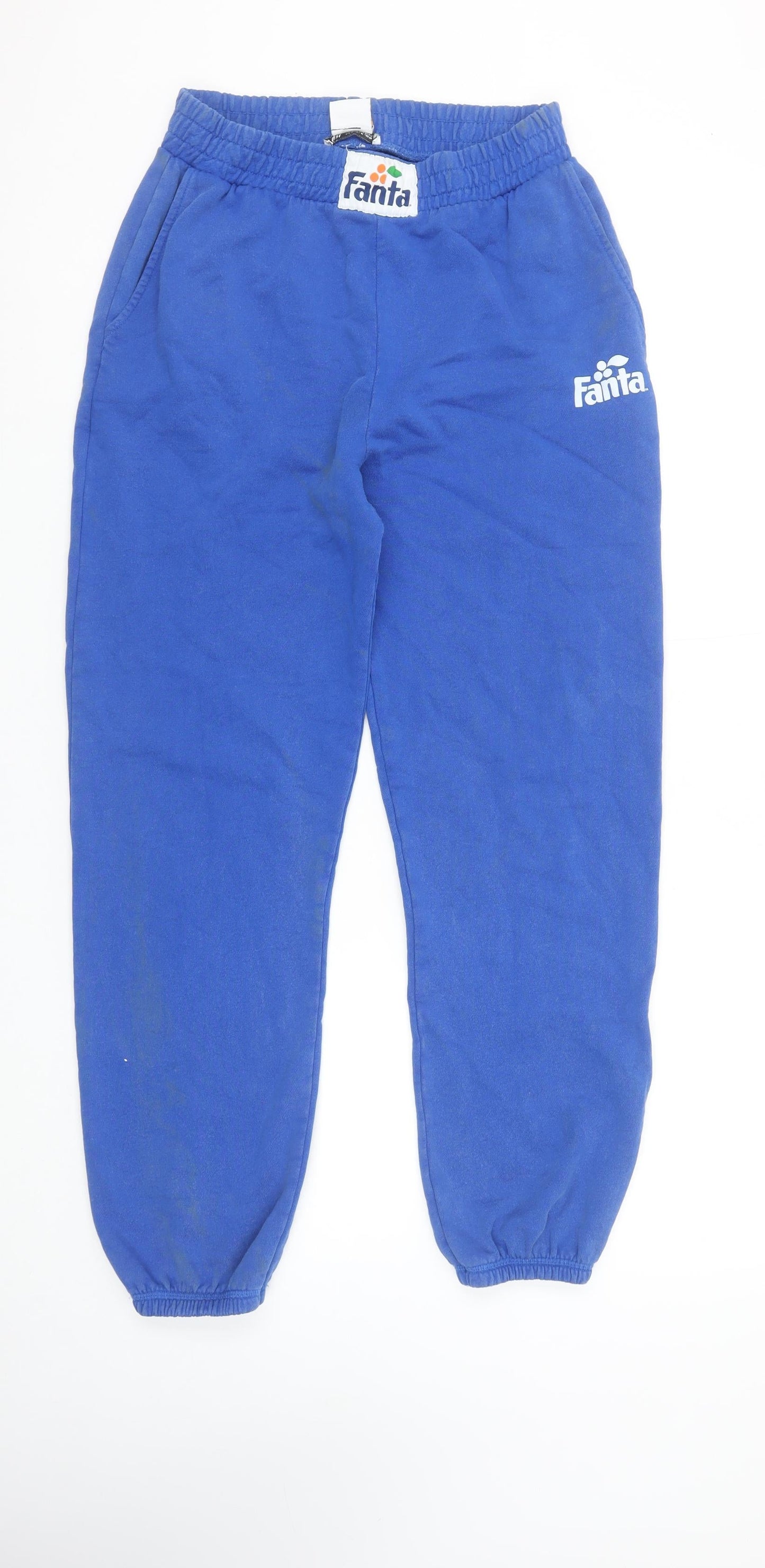 ZARA Women Blue Fanta Logo Jogger Sweatpants Size M Cotton Blend