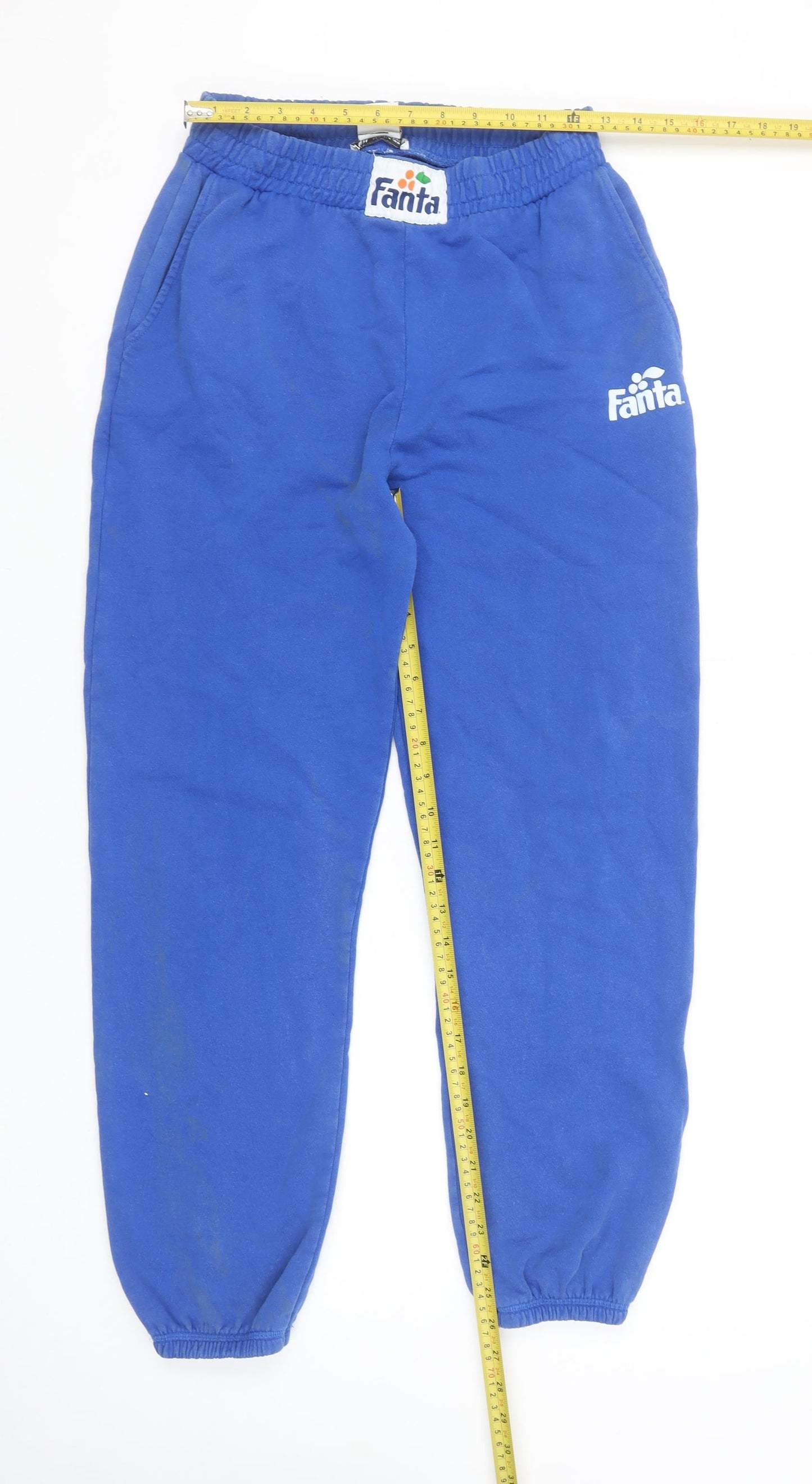 ZARA Women Blue Fanta Logo Jogger Sweatpants Size M Cotton Blend