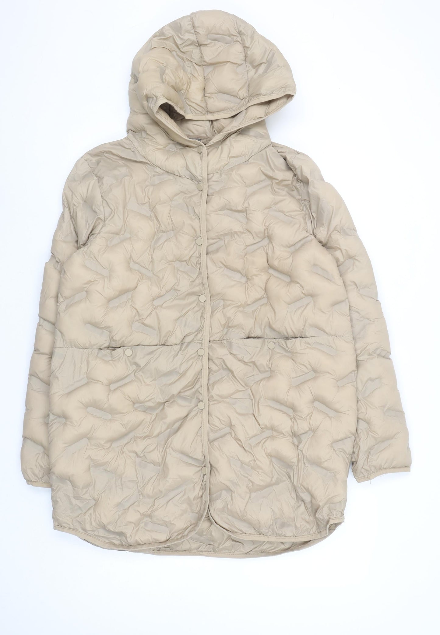 Beloved Women Beige Long Puffer Jacket Hooded Size 10