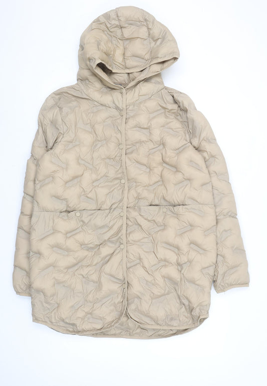 Beloved Women Beige Long Puffer Jacket Hooded Size 10