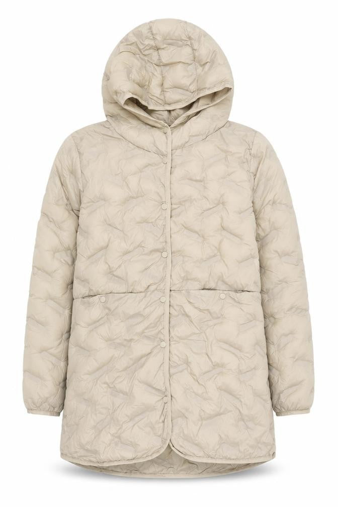 Beloved Women Beige Long Puffer Jacket Hooded Size 10