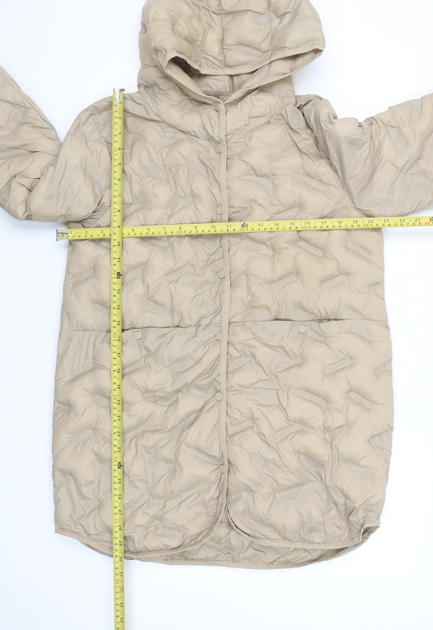 Beloved Women Beige Long Puffer Jacket Hooded Size 10