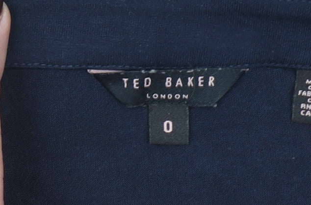 Ted Baker Women's Blue V-Neck Long Sleeve Tunic Blouse XS