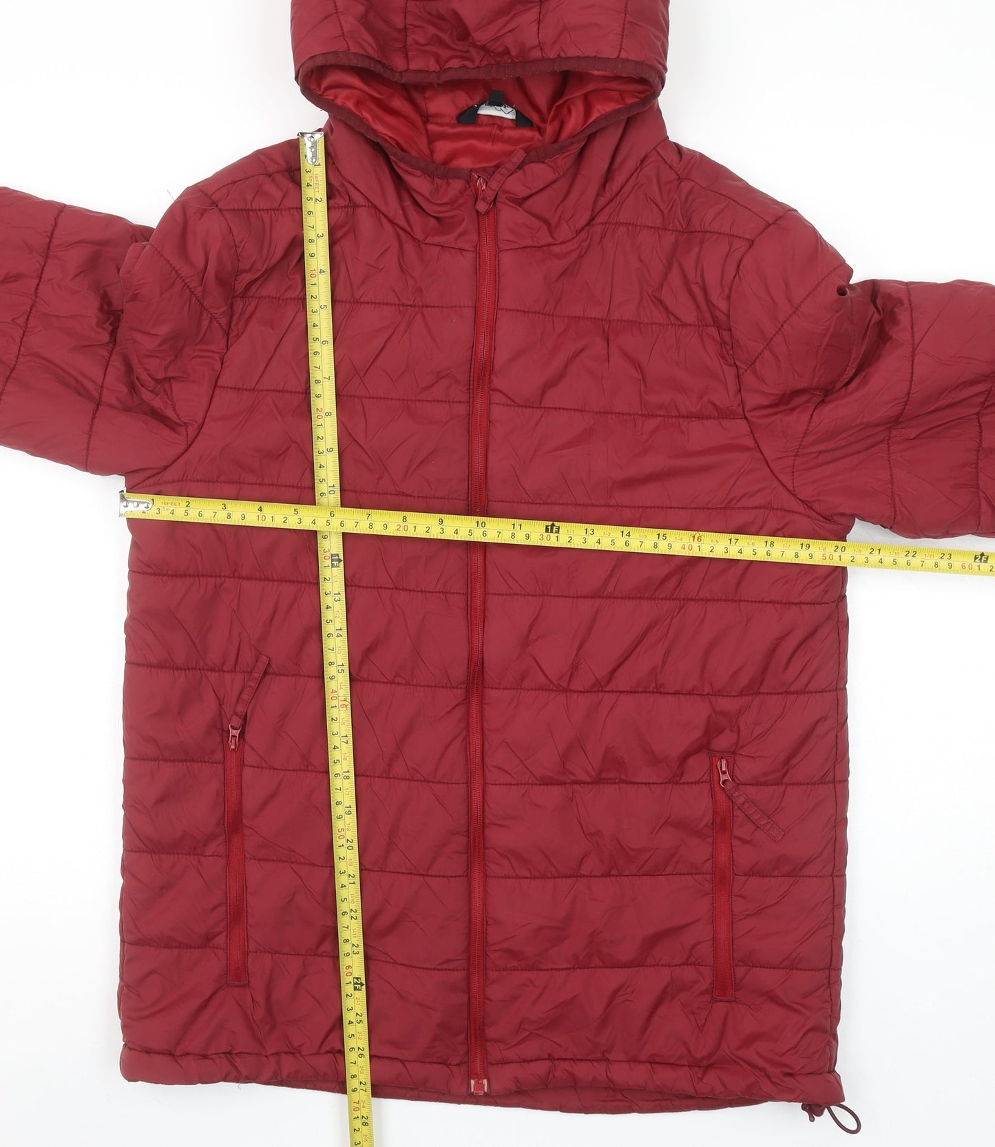Freedom Trail Men's Red Puffer Hooded Jacket Size S Winter Casual