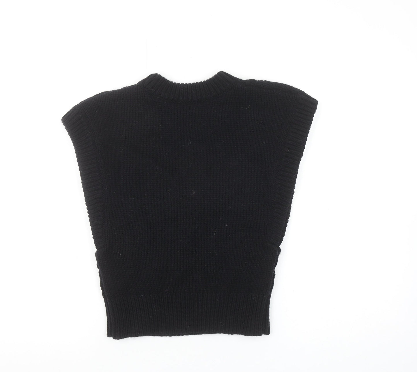 & Other Stories Women Black Wool Cable Knit Sleeveless Vest S