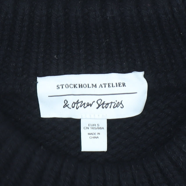 & Other Stories Women Black Wool Cable Knit Sleeveless Vest S