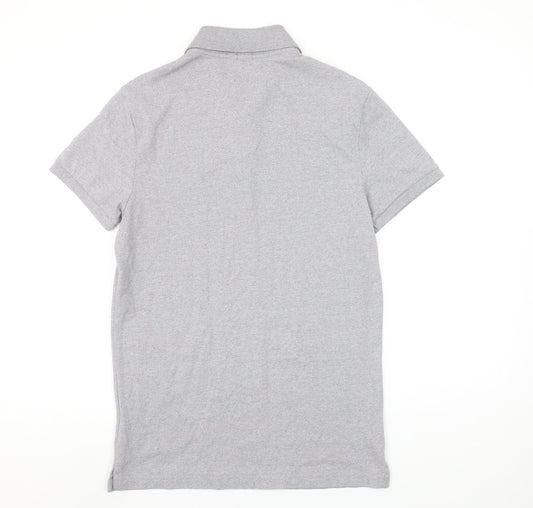 Hollister Men's Grey Slim Fit Epic Flex Short Sleeve Polo Shirt S