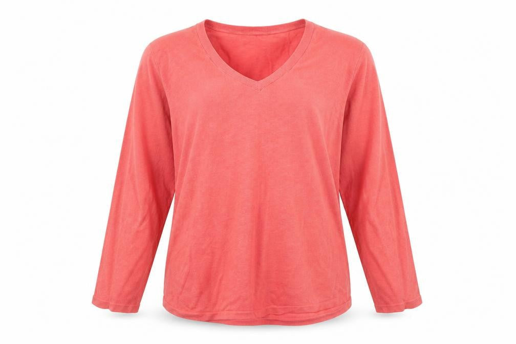 Gap Womens Pink Linen Cotton V-Neck Long Sleeve Pullover Jumper Size L