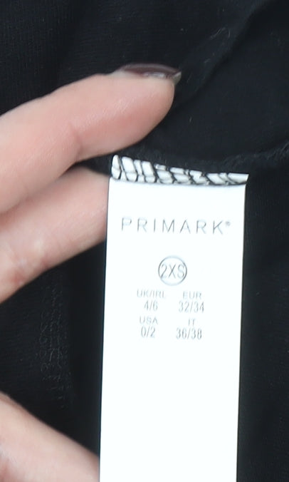 Primark Marvel Black Widow Black T-Shirt Womens 2XS Cotton Graphic