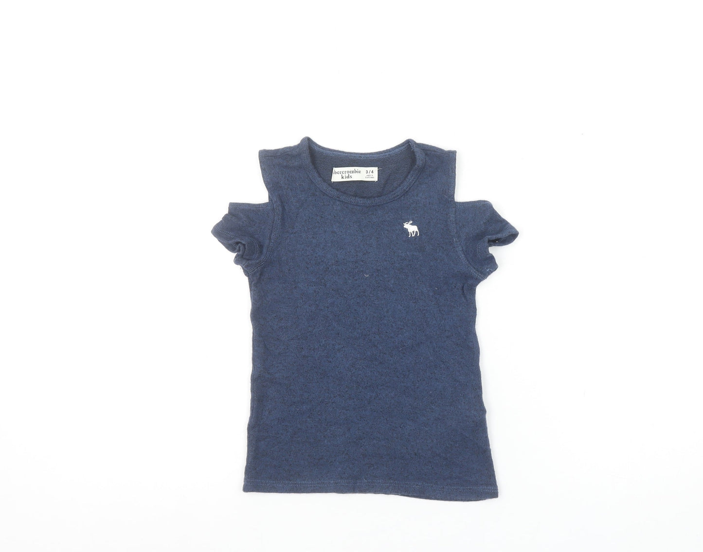 Abercrombie & Fitch Kids Girls Blue Cut-Out Shoulder T-Shirt 3-4 Years