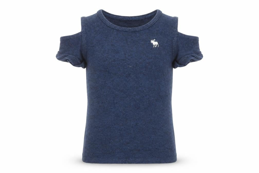Abercrombie & Fitch Kids Girls Blue Cut-Out Shoulder T-Shirt 3-4 Years