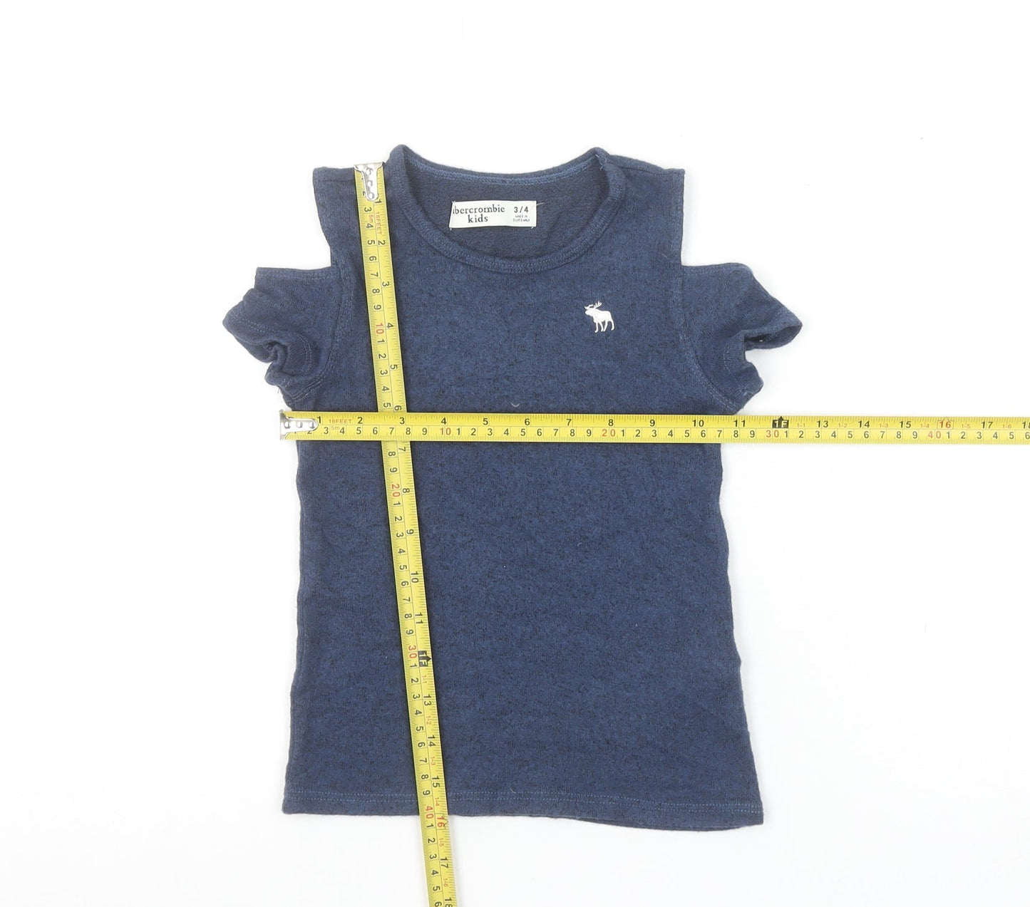 Abercrombie & Fitch Kids Girls Blue Cut-Out Shoulder T-Shirt 3-4 Years
