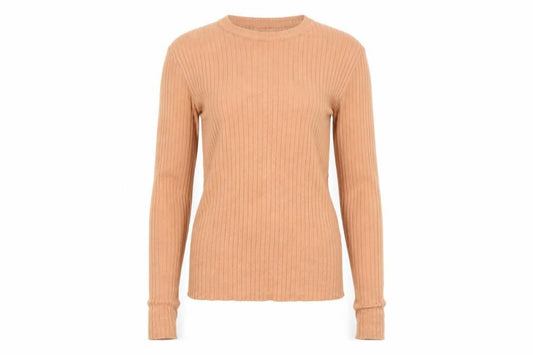 Brave Soul Women's Beige Ribbed Knit Crew Neck Pullover Jumper XS